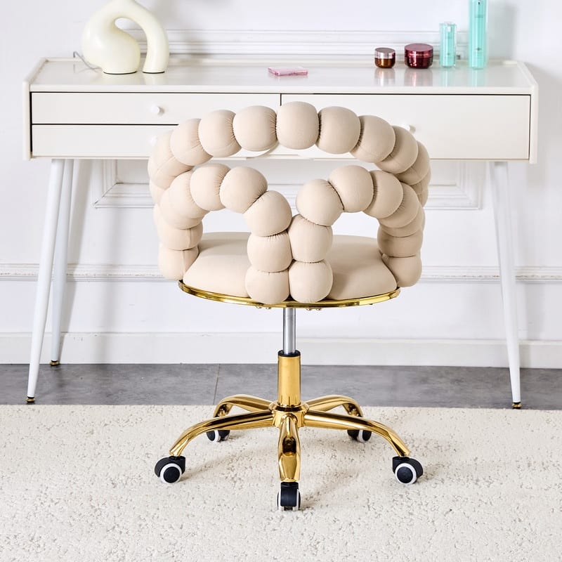 Velvet Bubble Chain Accent Chair with Gold Casters - Modern Sculptural Seating for Living Room & Office