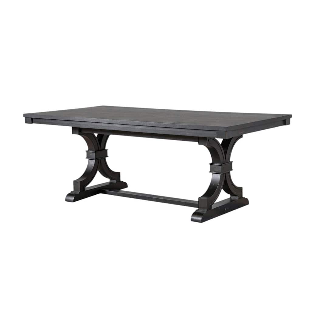 Rectangular Wooden Dining Table with Trestle Base in Black