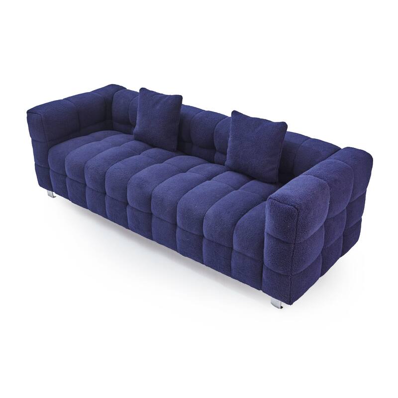 81" Grain Fleece Fabric Sofa with 2 Pillows