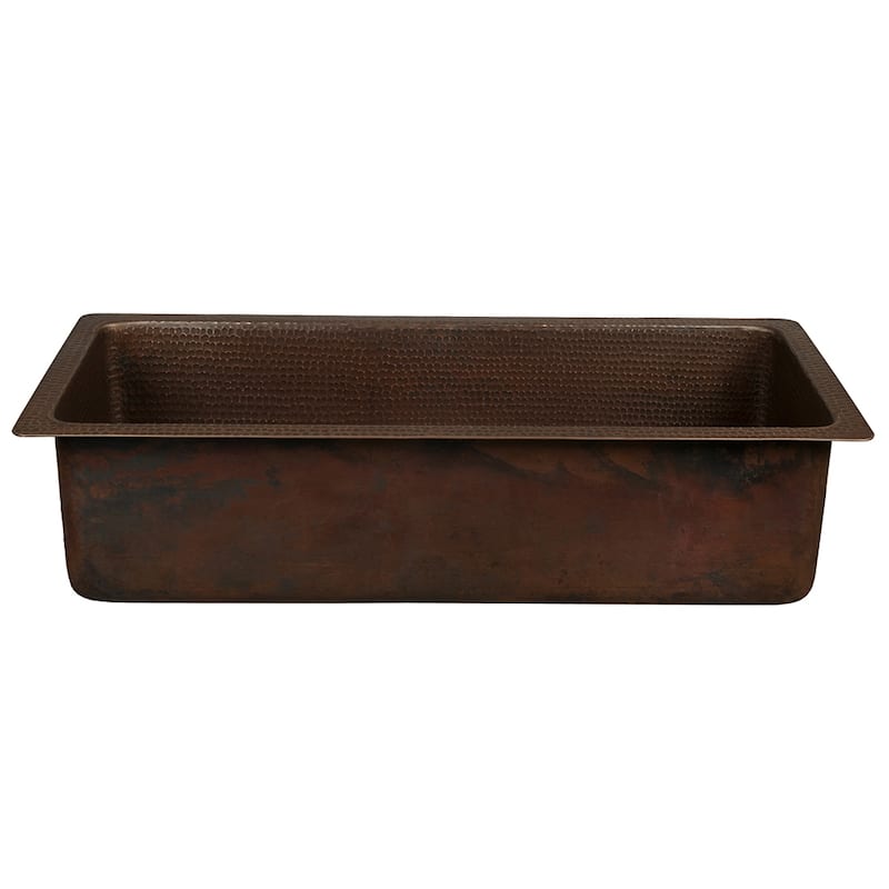 28-in Rectangle Hammered Copper Bar/Prep Sink with 3.5-in Drain Opening (BREC28DB)