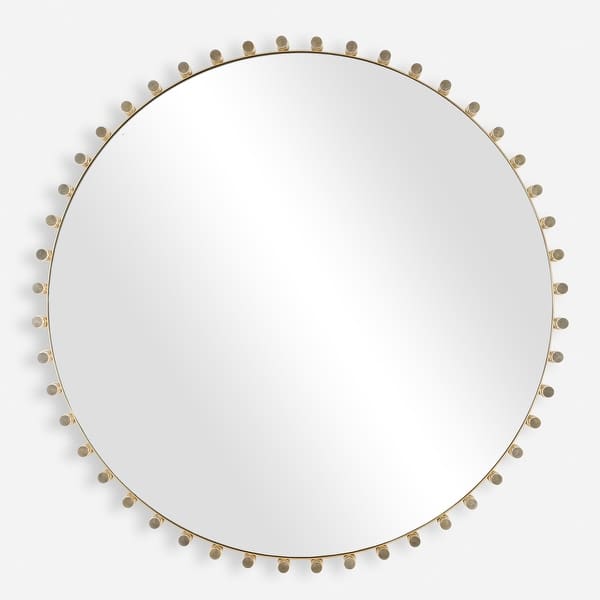 slide 2 of 6, Round Iron Wall Mirror - 45.5" - Antique Brass Finish