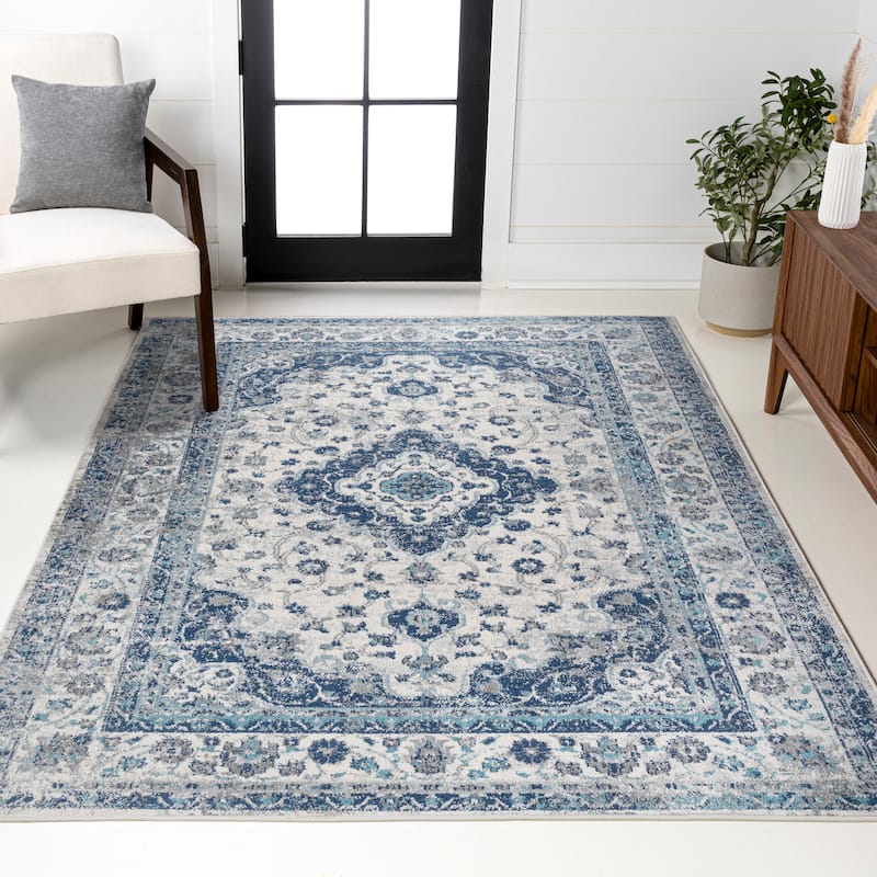 JONATHAN Y Zelda Ornate Medallion Persian Area Rug - 3 X 5 - Blue/Gray