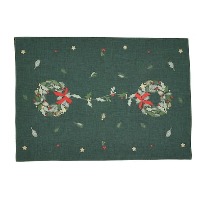 Embroidered Wreath Placemat (Set of 4) - 14"x20"