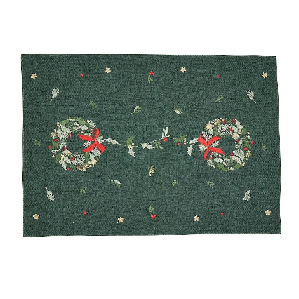 Embroidered Wreath Placemat (Set of 4) - 14"x20"