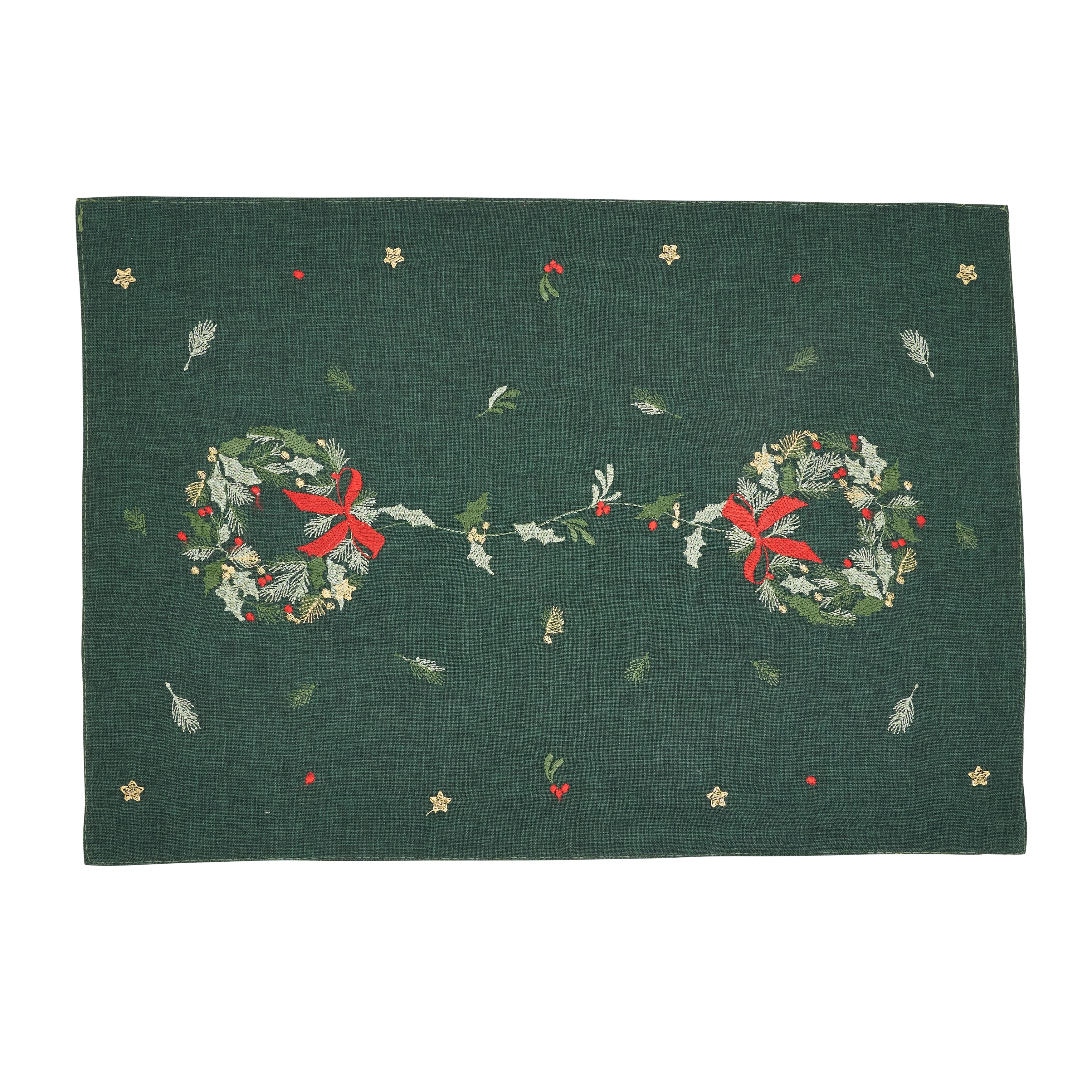 Embroidered Wreath Placemat (Set of 4) - 14"x20"
