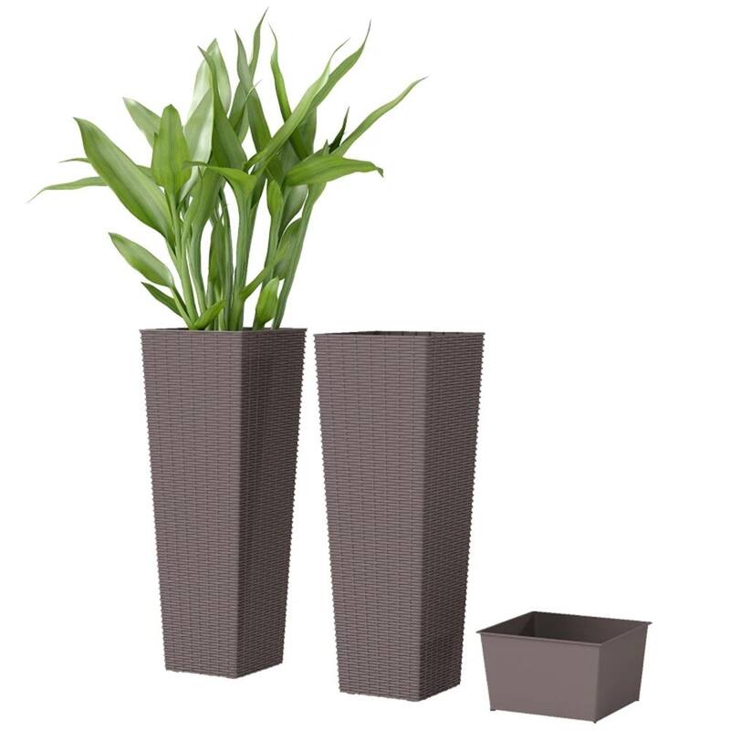 Outdoor Plant Flowerpot, set Of 2 Plastic Flowerpots