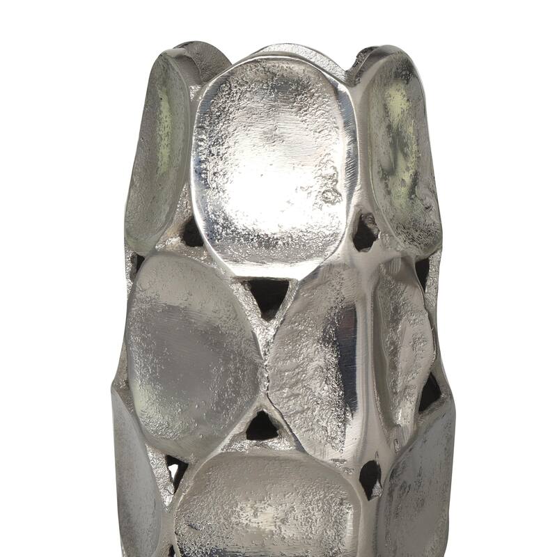 Aluminum Metal Geometric Open Framed Decorative Vase with Circular Plates - Set of 2 Gold or Silver - Roche River Decor