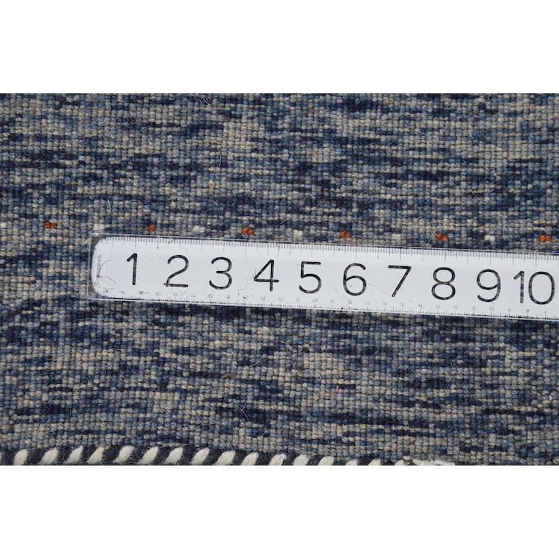 Hand Knotted Oriental 100% Wool Carpet Tribal Stripe Navy Blue & Blues Gabbeh Area Rug - 5' 10'' X 4' 0''