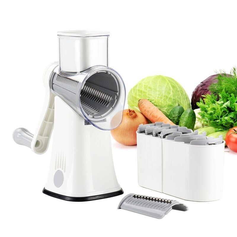 Ale Verhuizer stem Caynel Rotary Cheese Grater Shredder with Handle 5 in 1 Manual Round Mandoline  Slicer - Overstock - 33983129