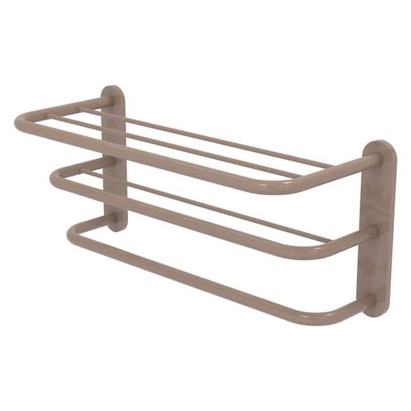 slide 2 of 2, Allied Brass Three Tier Hotel Style Towel Shelf with Drying Rack Shaded Beige