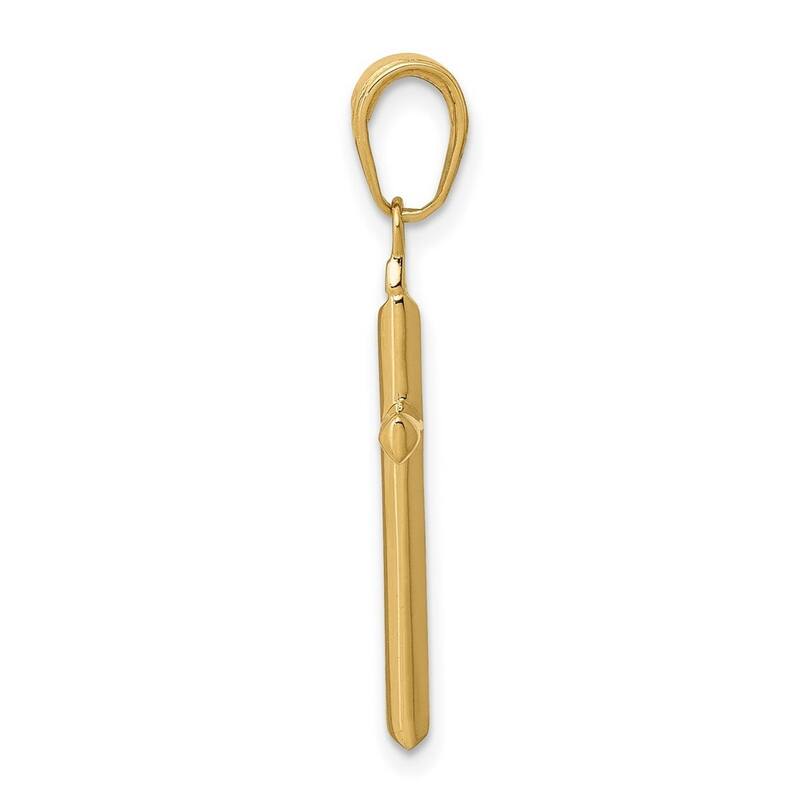 Curata 14k Yellow Gold 18" Polished Beveled Stick Cross Necklace - 12x27.5mm