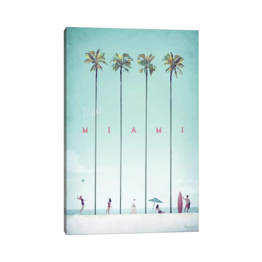 iCanvas "Visit Miami" by Henry Rivers Canvas Print