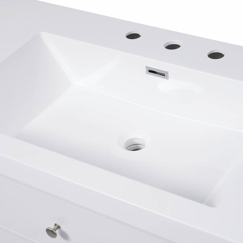 60" Bathroom Vanity with SMC Sink - Modern Large Storage Cabinet with Soft Close Drawers and Rattan Doors