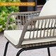 preview thumbnail 18 of 19, Outdoor 3 Pieces Wicker Bistro Chat Set for 2 Persons