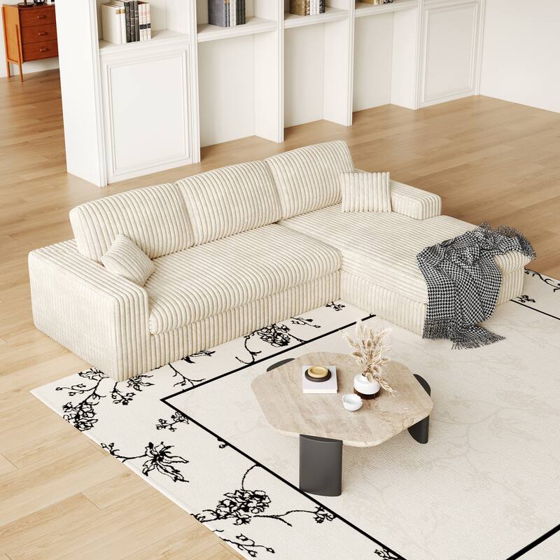 GDFStudio - Seabright Corduroy Modular L-Shaped Sofa with Pillow