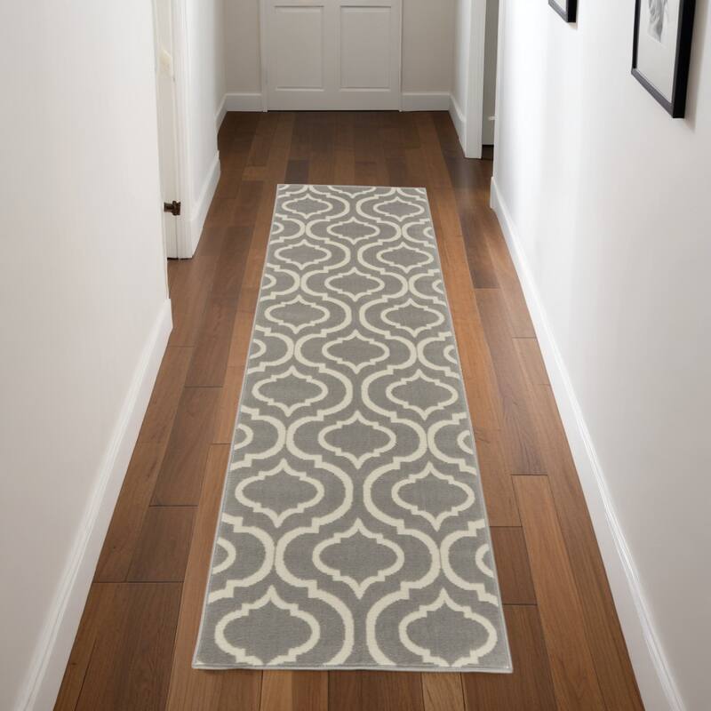 Power Loomed Abstract Stain Resistant Durable Area Rug - 87' X '27' X '0.5 - 87' X '27' X '0.5 - Cream/Onyx - Runner