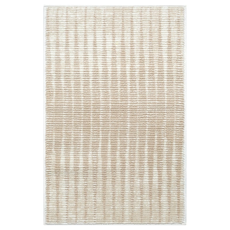Abani Rugs TER150A Beige Cream Geometric Vertical Lines Neutral Transitional Area Rug