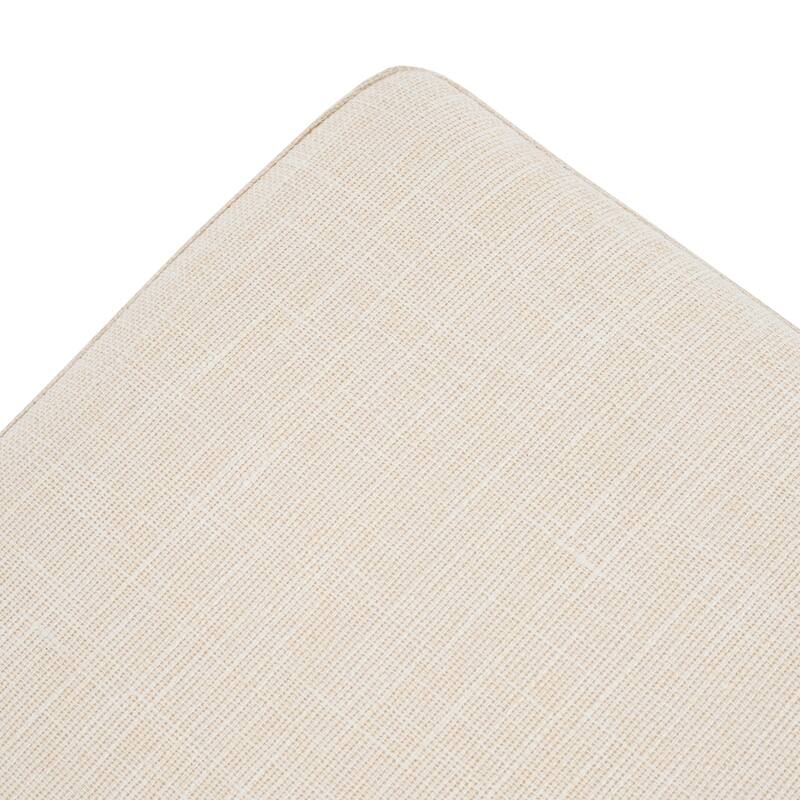 Roomfitters Rectangular Upholstered Ottoman Bench with Linen Fabric Seat and Solid Wood Legs, Beige