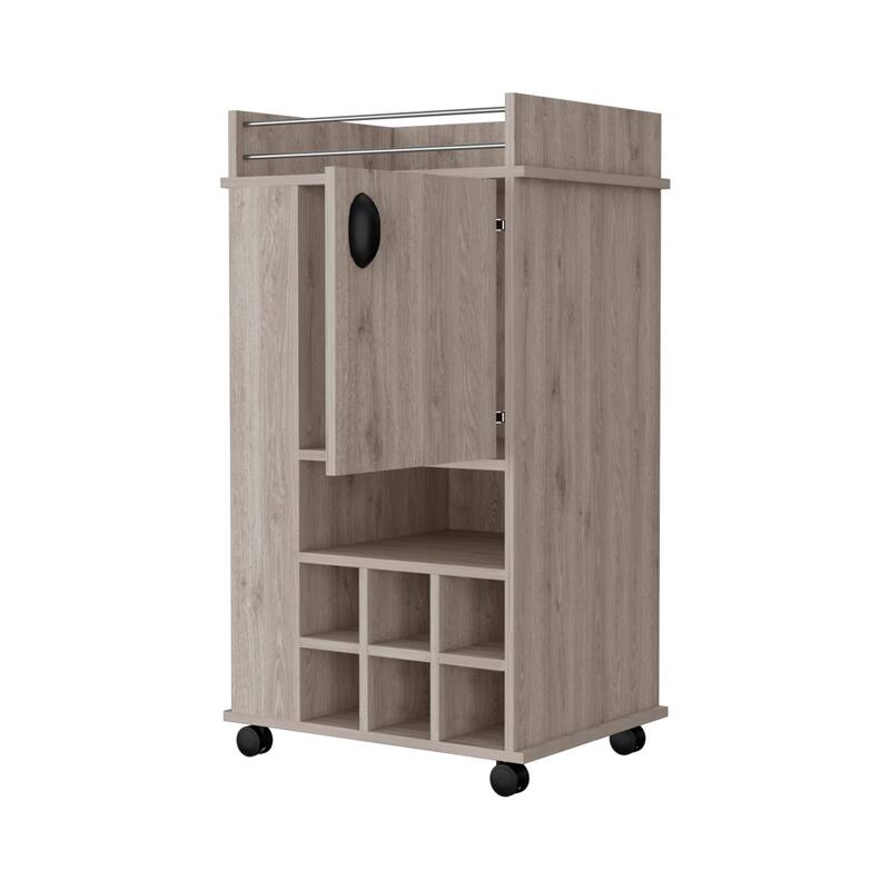 Farson Bar cart with 2-Side Shelf, 6-Built In Wine Rack and Casters
