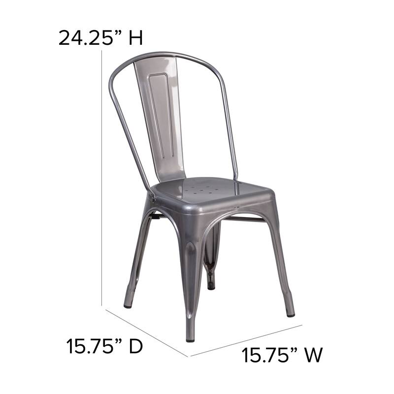 Clear Coated Metal Indoor Stackable Chair - 17.75"W x 21"D x 33.5"H - 17.75"W x 21"D x 33.5"H