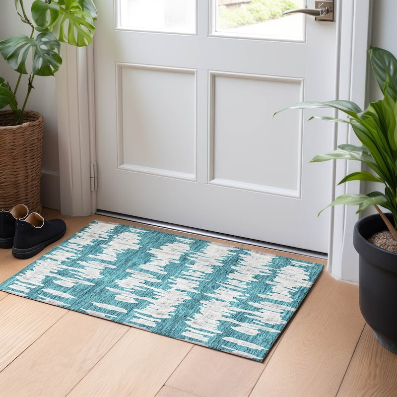 Machine Washable Indoor/ Outdoor Chantille Abstract Contemporary Rug