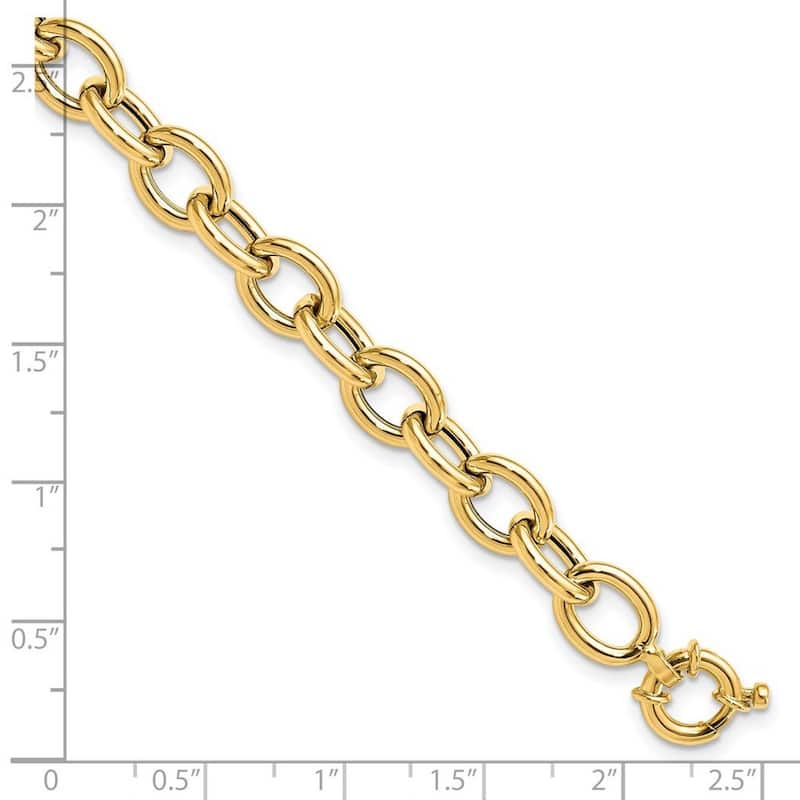 Curata 8mm 14k Yellow Gold Polished Cable Oval Link Bracelet 7.5 Inch