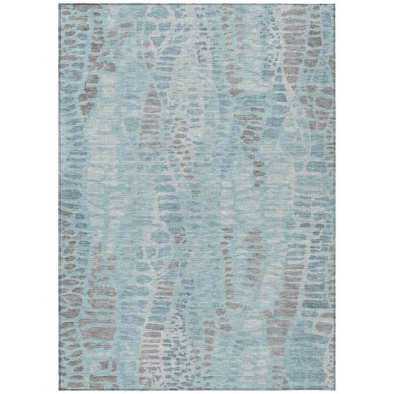 Machine Washable Indoor/ Outdoor Modern Imprints Chantille Rug