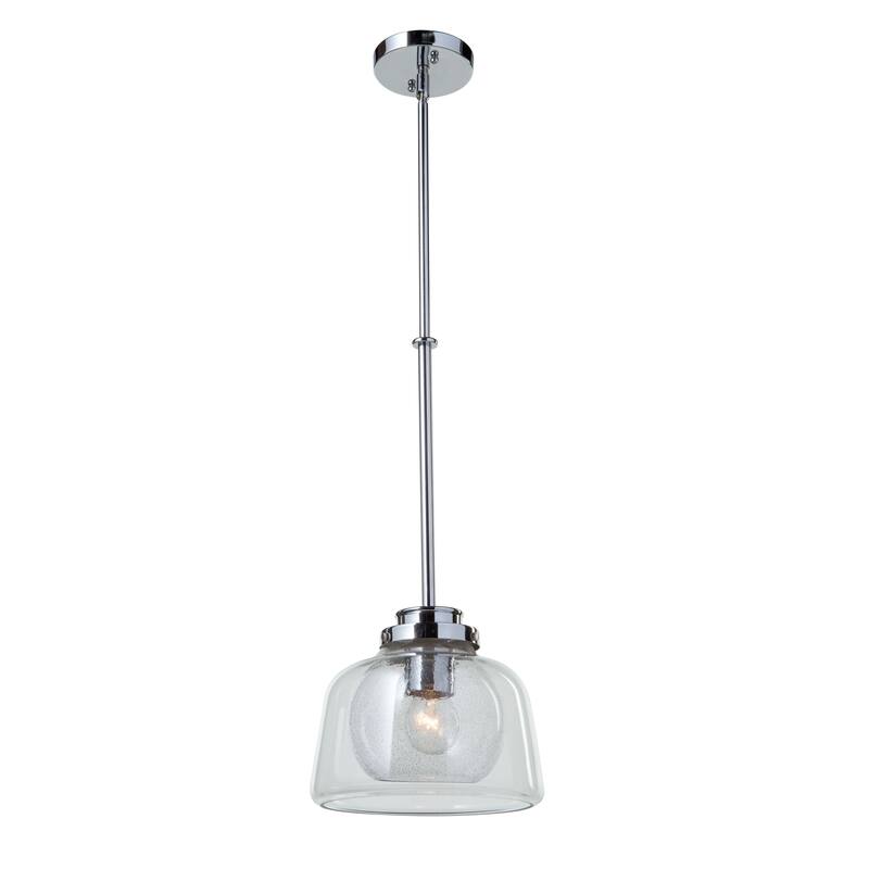 Single Clear Seeded Glass Pendant (Chrome) - Chrome