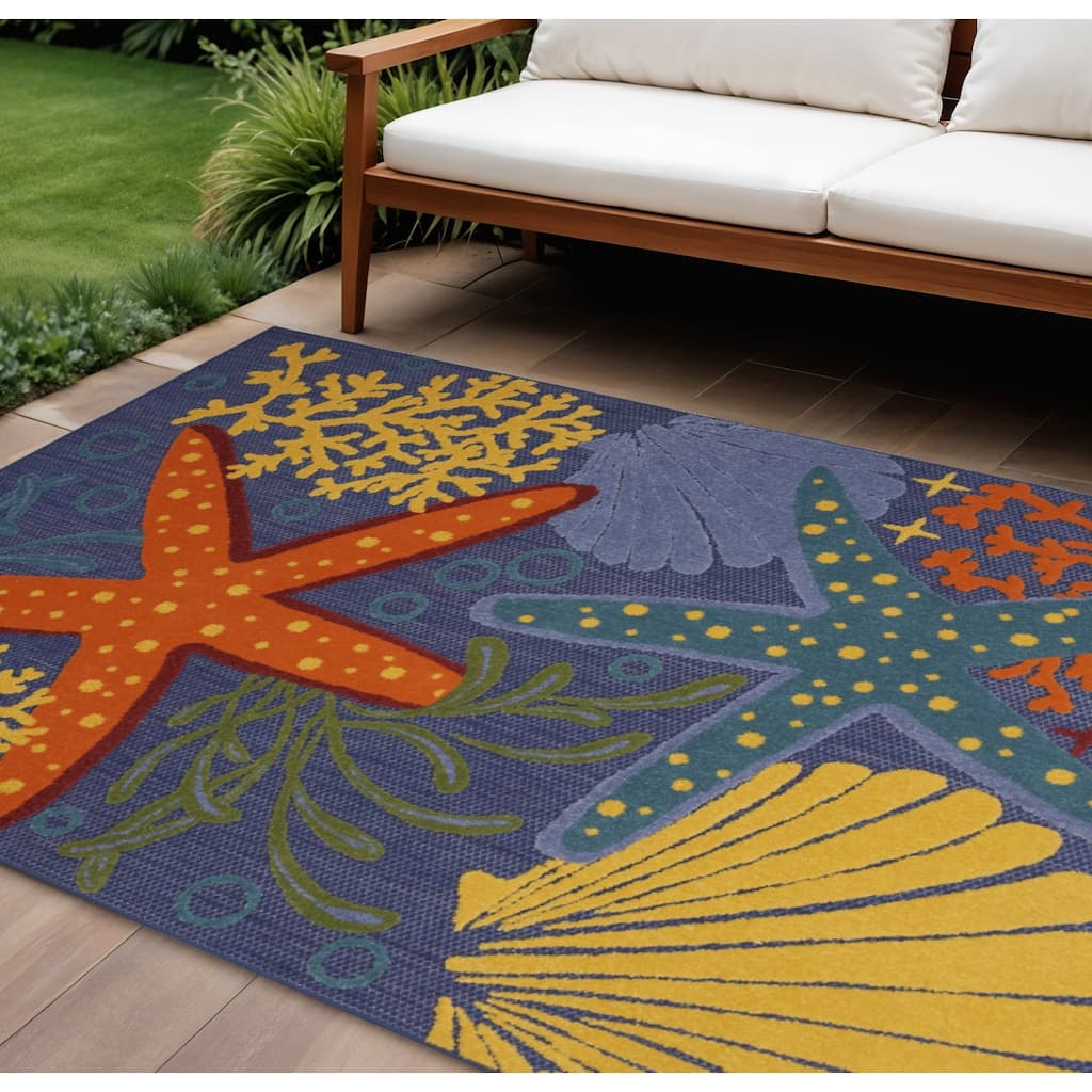 HomeRoots Contemporary Rectangle Outdoor Rug - 6' X 9'