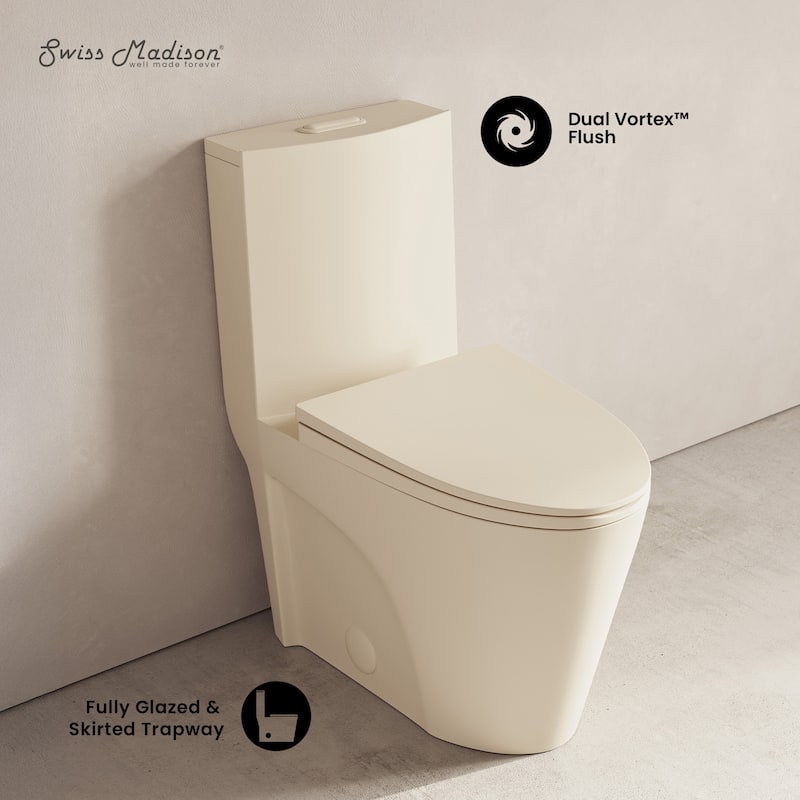 St. Tropez One-Piece 12" Rough-In 1.1/1.6 Gpf Dual Flush Elongated Ada Toilet In Matte Bisque