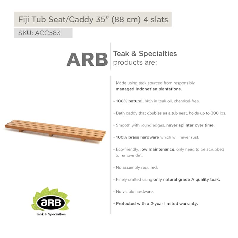 Teak Tub Seat/Caddy Fiji 34.5" (88 cm) 4 slats