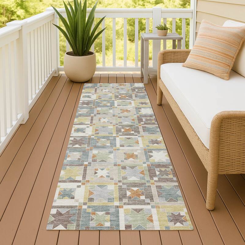 Machine Washable Indoor/ Outdoor Global Goddard Chantille Rug - Ivory - 2'3" x 7'6"