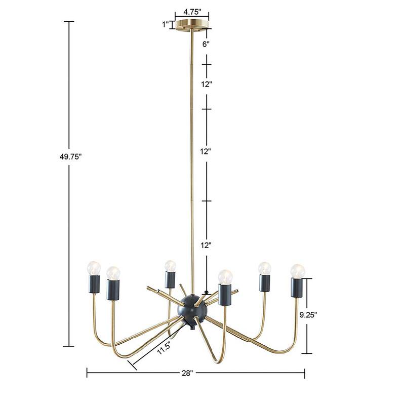 Hampton Hill Alexis Antique Brass/ Black 6-Light Metal Chandelier