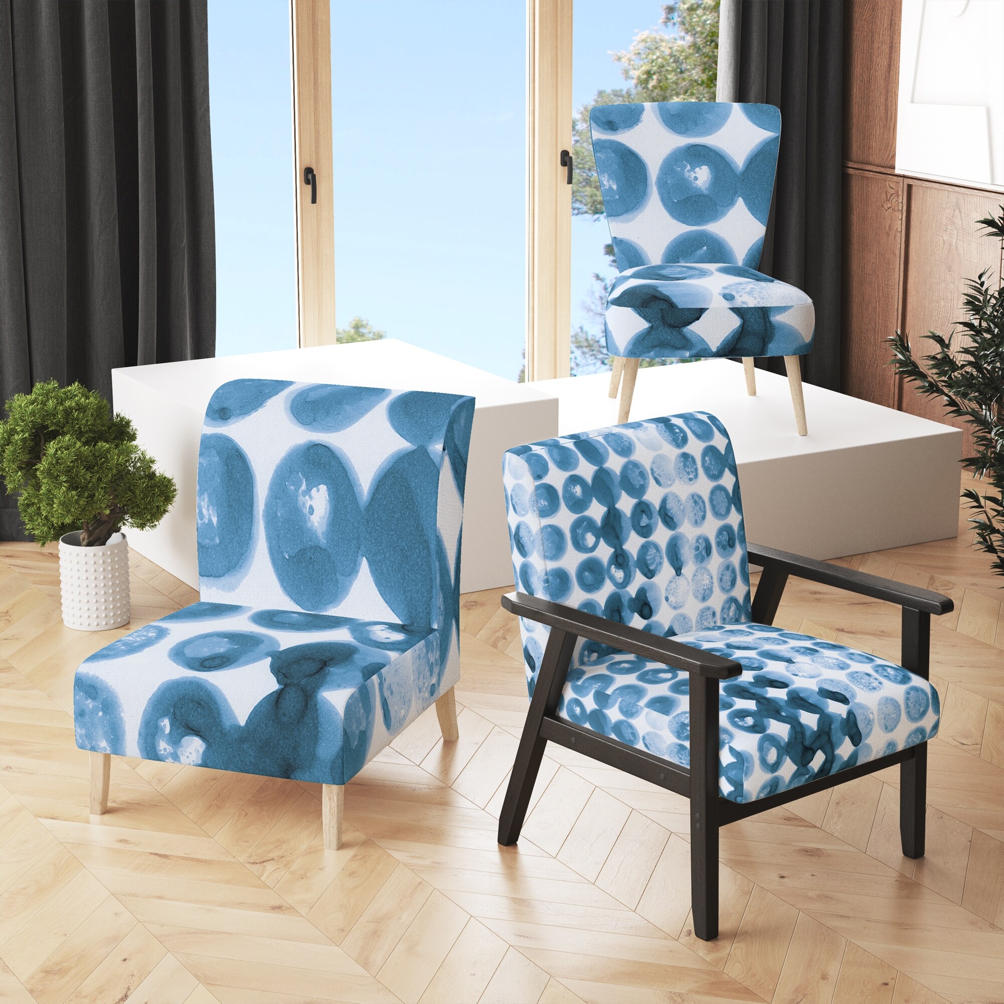 Designart "Indigo Watercolor Geometrical VII" Upholstered - Picture 9 of 15