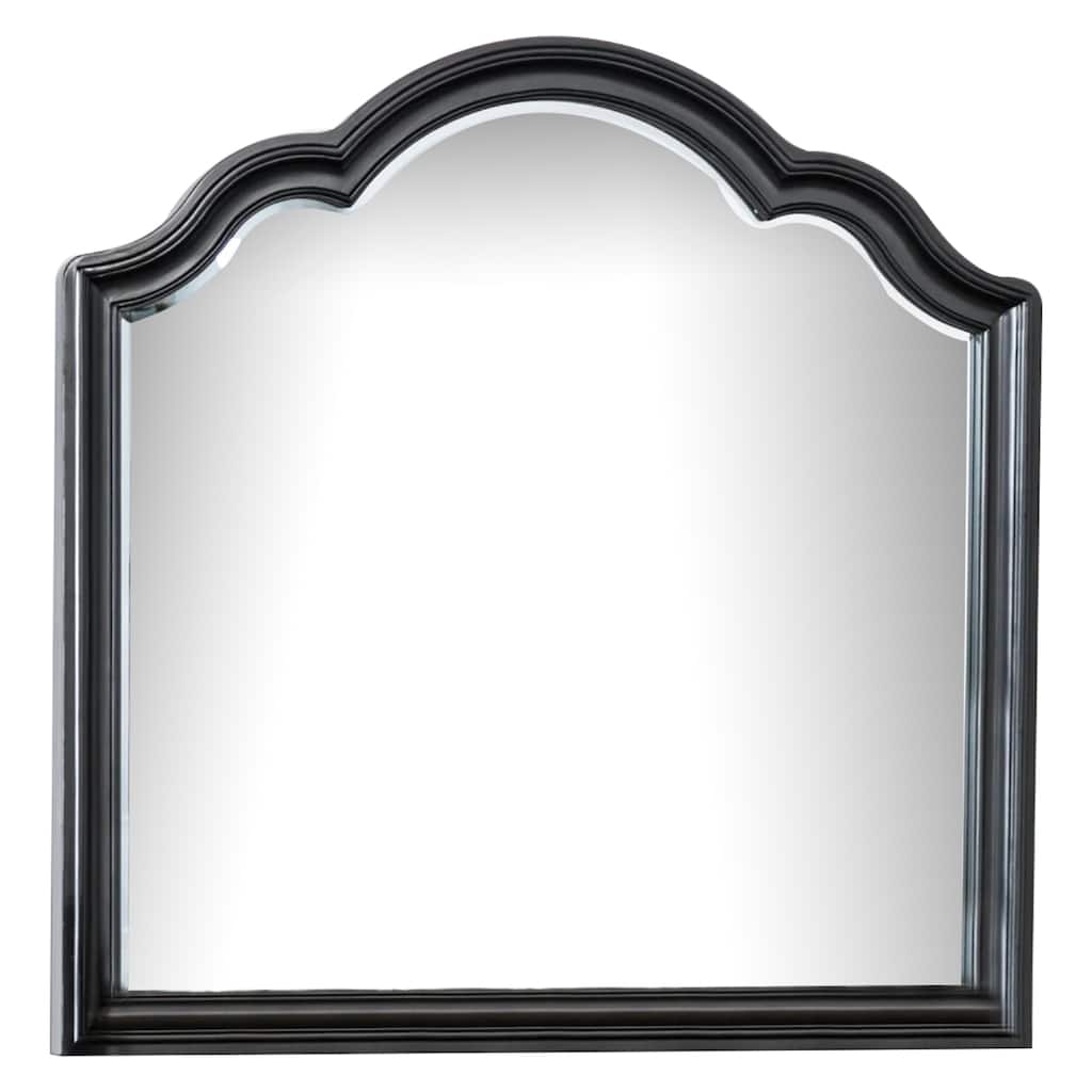 Eleena Dresser Mirror, Beveled Glass, Black Solid Wood Frame, 41x42
