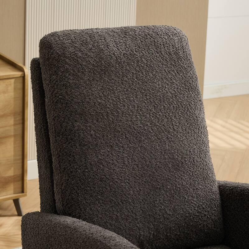 Roomfitters 25.4" Nursery Rocking Chair, High Back Glider with Retractable Footrest and Side Pocket, Charcoal