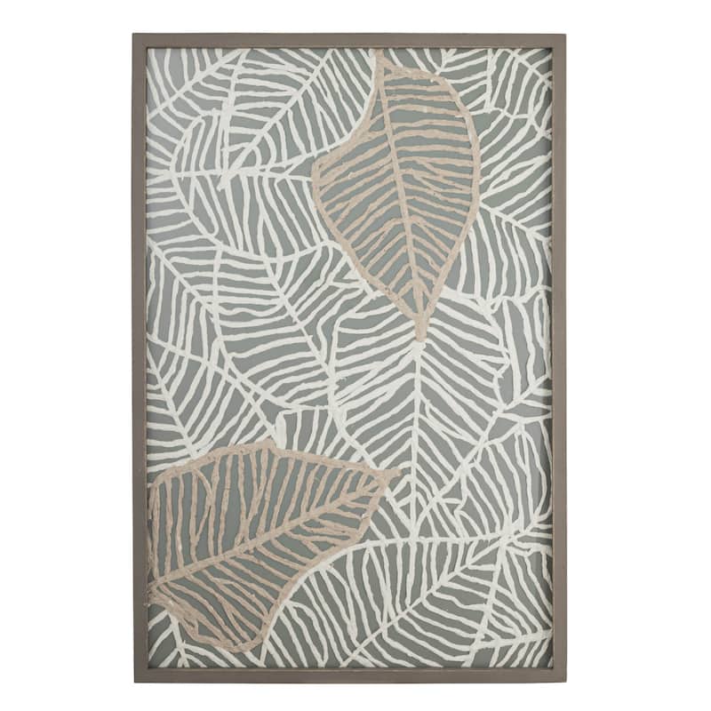 Wood Framed Mixed Material Botanical Wall Art with Glass Cover
