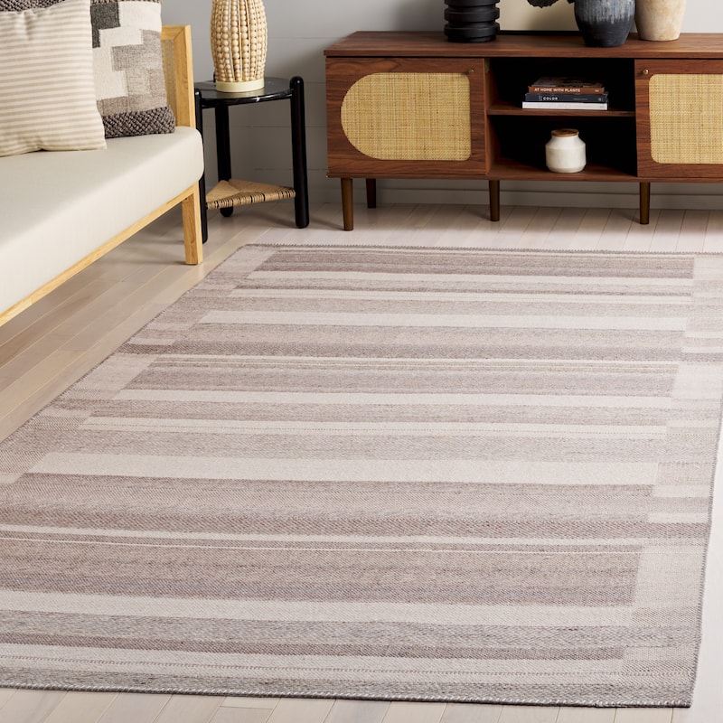 SAFAVIEH Cabo Nevenka Flatweave Boho Stripe Rug - 9' x 12' - Grey/Beige