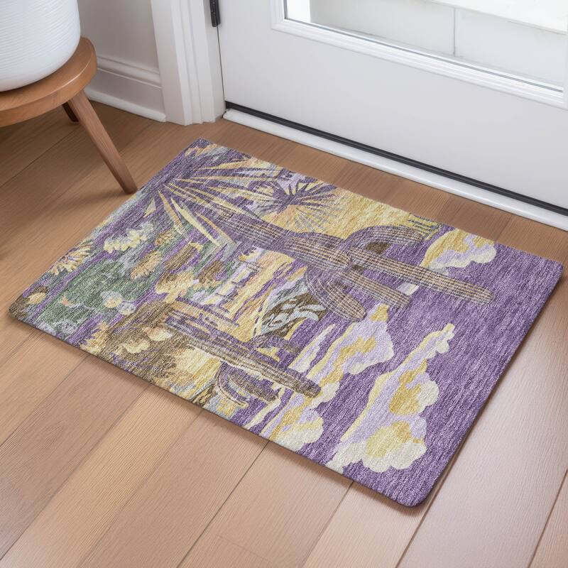 Machine Washable Indoor/ Outdoor Southwestern Mesa Chantille Rug