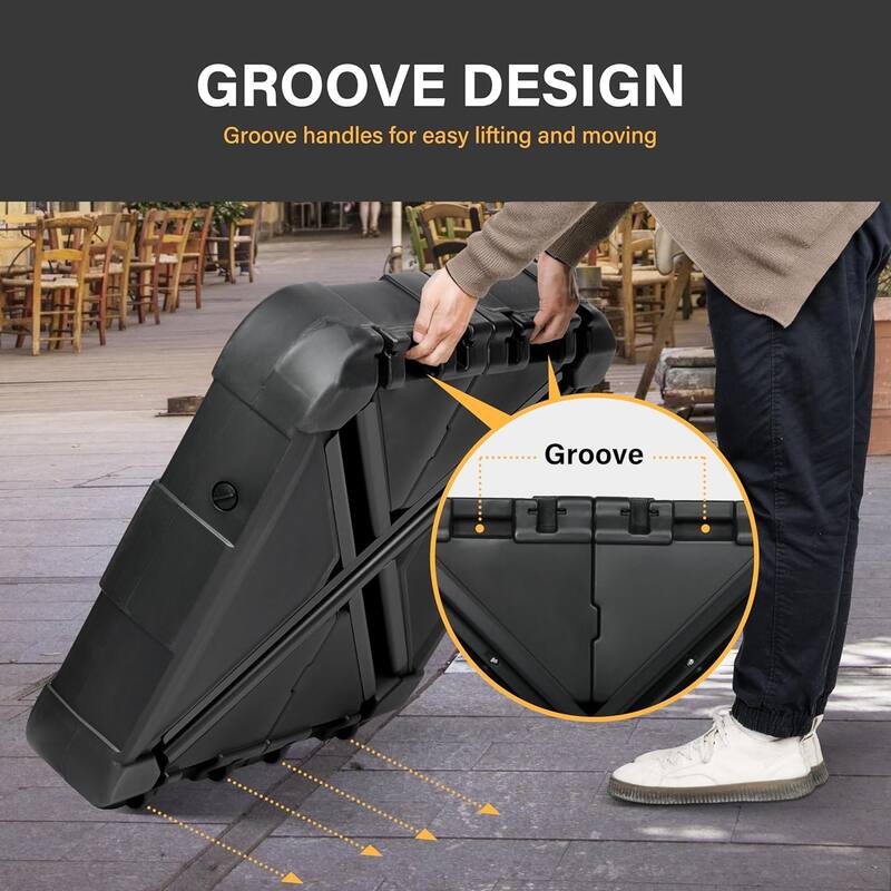 220 lbs. Metal Market Patio Umbrella Base in Black, Mobile Offset Patio Base, Heavy Duty Cantilever Umbrella Stand