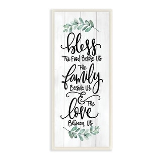 Stupell Bless This Family Religious Kitchen Phrase Plank Pattern Wood Wall Art, Design by Fearfully Made Creations - Off-White