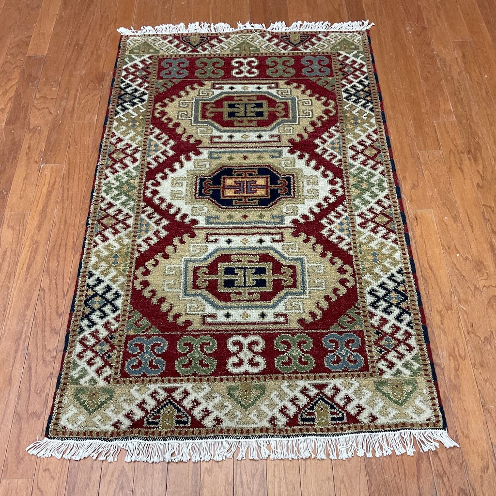 HERAT ORIENTAL Handmade Kazak Wool Rug - 3'3" x 5'2"