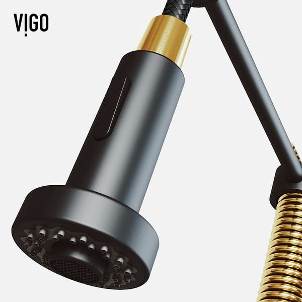 Vigo Edison Pull Down Spray Kitchen Faucet In Matte Brushed Gold Matte Black With Soap Dispenser On Sale Overstock 31459867