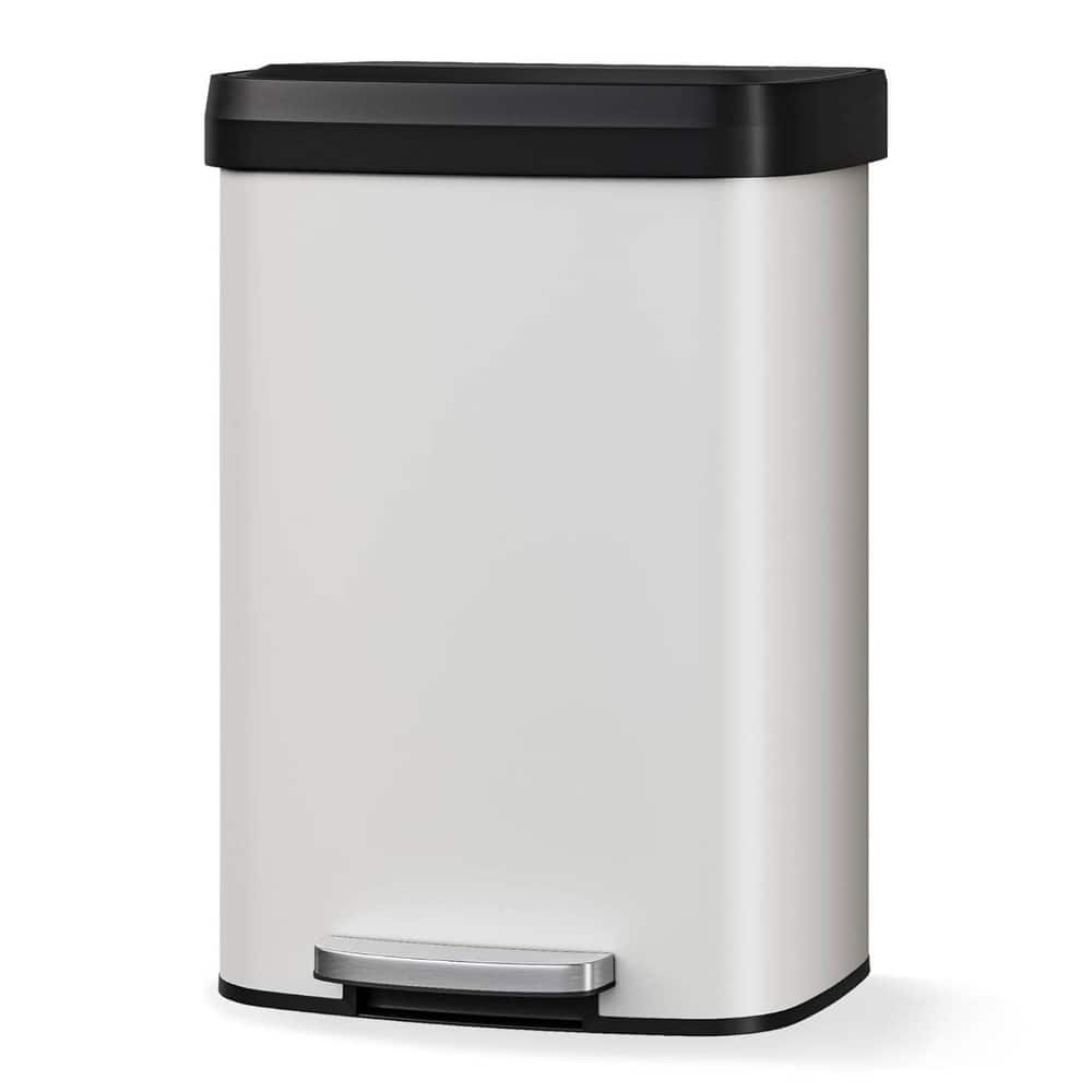 13 Gal Step-on Stainless Steel Trash Can with Soft-Close Lid for Home, Kitchen, Office