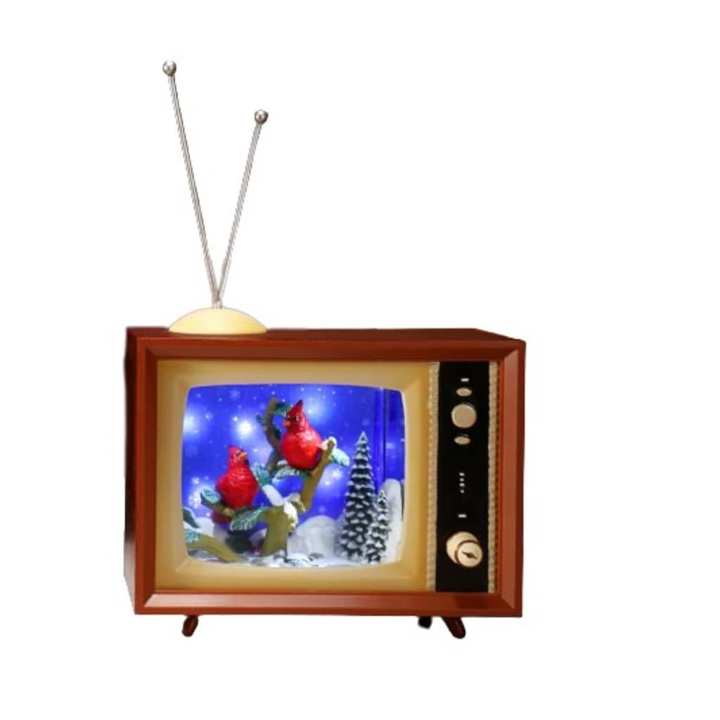 LED Lighted Cardinal Winter Scenery TV Christmas Decoration - 9.25" - Set of 2