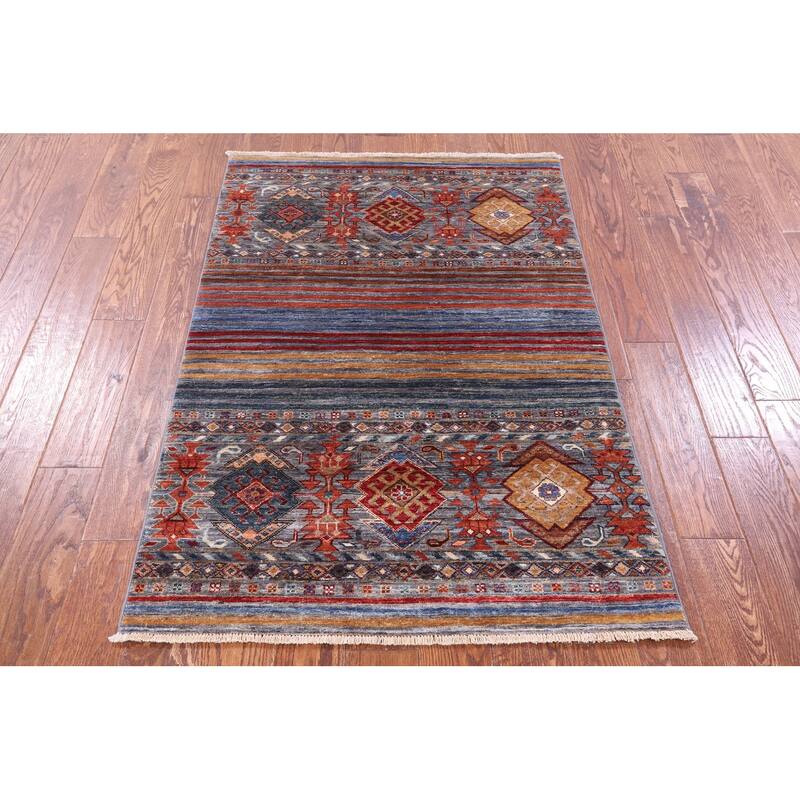 Golden Nile Khorjin Persian Gabbeh Hand Knotted Wool Rug - 3' 3" X 4' 11"