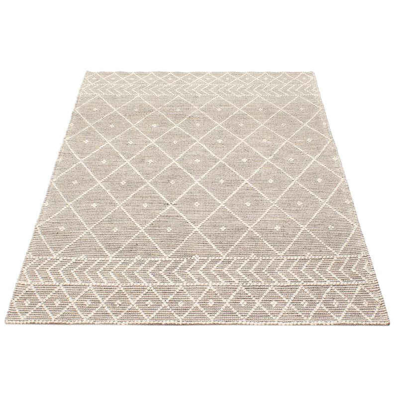 ECARPETGALLERY Braid weave Sienna Grey Wool Rug - 5'2 x 7'6