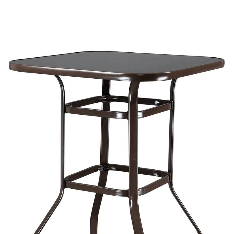 31.5"W x 40"H Patio Wrought Iron Glass High Bar Table