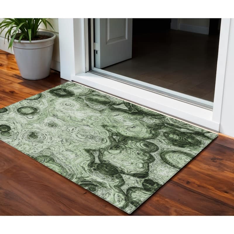 HomeRoots Abstract Transitional Rectangle Outdoor Rug - 3' x 5'