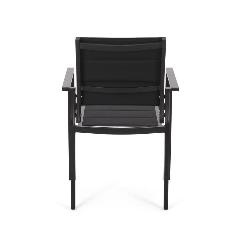 Outdoor Mesh 2 Piece Armrest Dining Chair with Aluminum Frame and Backrest for Dining Room Kitchen Bedroom Living Room
